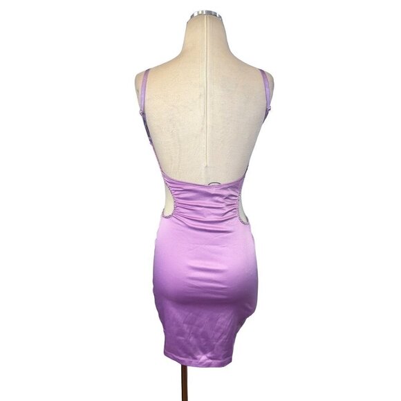 OW Collection Elisha Cut out Dress in Purple Medium New Womens Crystals - Picture 9 of 15